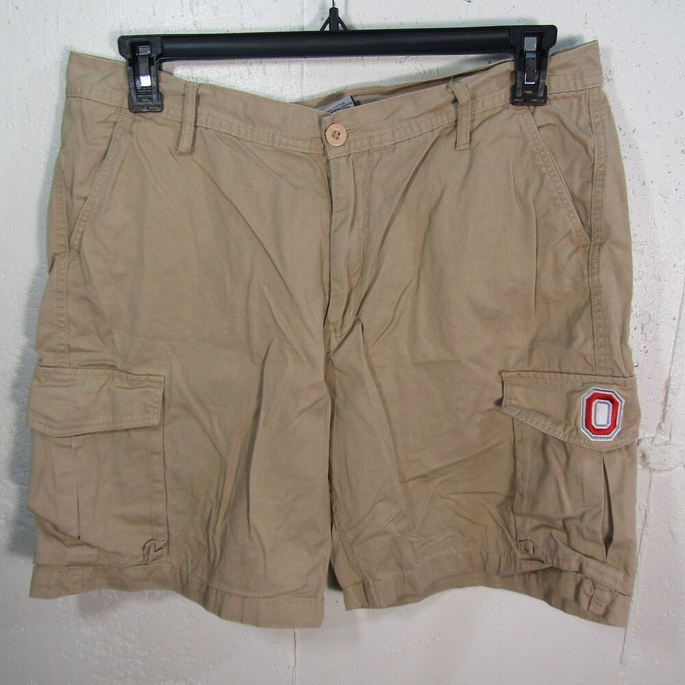 Ohio State Buckeyes Varsity Authentic Apparel Cargo Shorts Men's XL 34 Khaki
